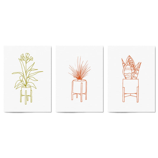 Set of Minimal House Plant Drawing Wall Art #1 - The Affordable Art Company