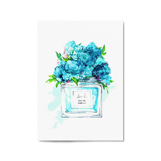 Teal Floral Perfume Bottle Fashion Wall Art #1 - The Affordable Art Company