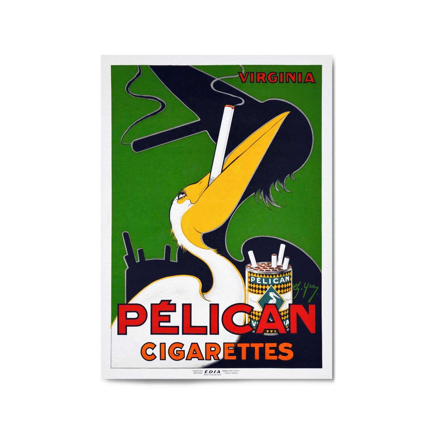 Pelican Cigarettes Vintage Advert Wall Art - The Affordable Art Company