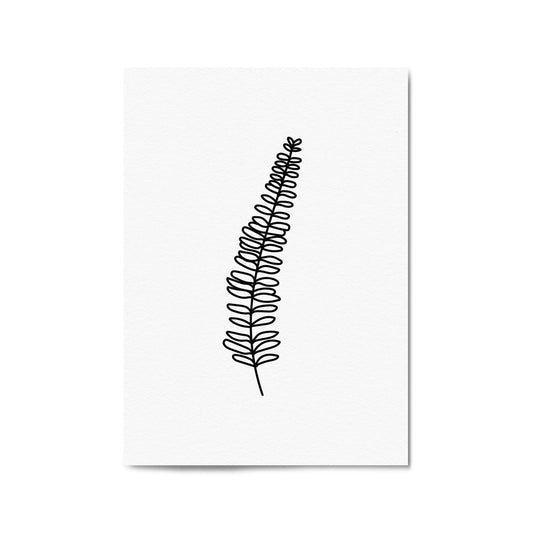 Fern Leave Minimal Line Nature Drawing Wall Art - The Affordable Art Company