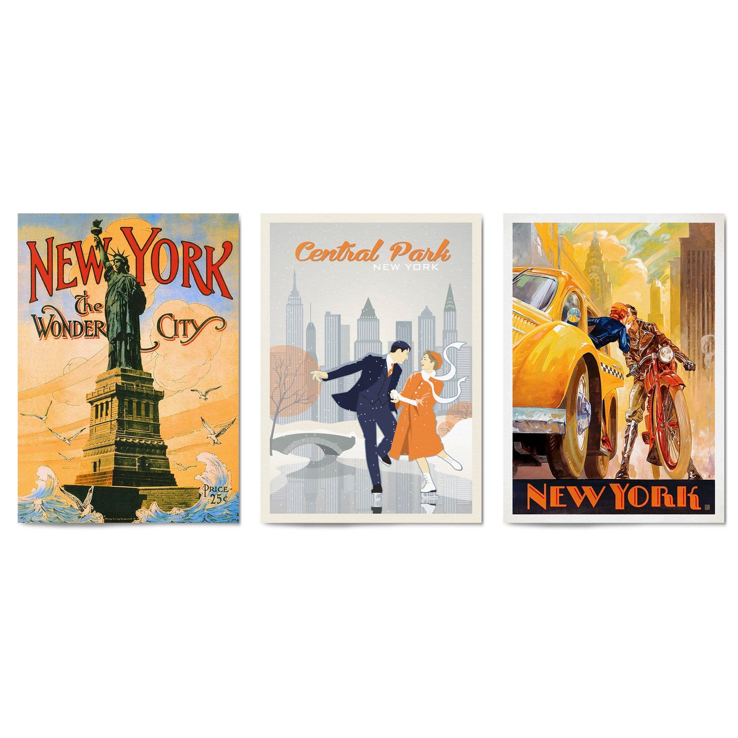 Set of Vintage New York Travel Advert Wall Art - The Affordable Art Company