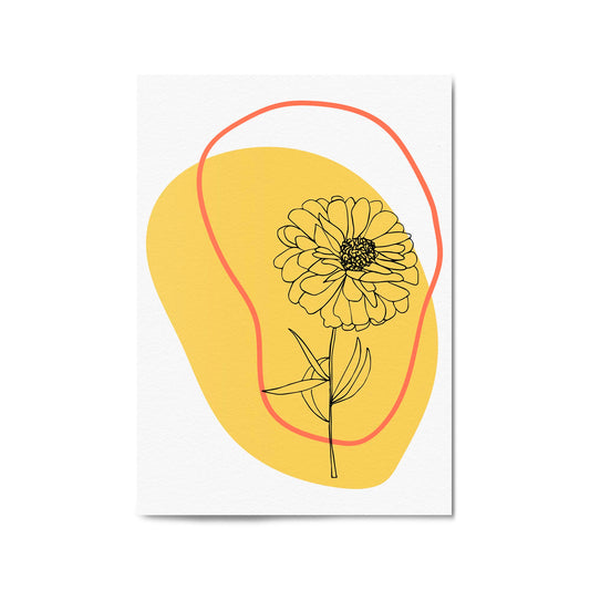 Abstract Sunflower Yellow Flower Modern Wall Art - The Affordable Art Company