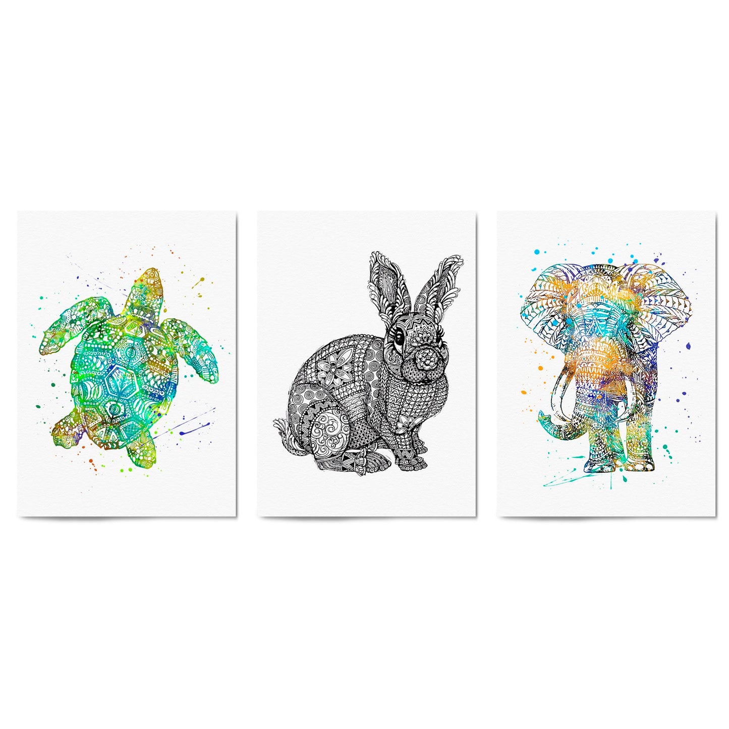Set of Animal Mandala Pattern Abstract Wall Art #2 - The Affordable Art Company