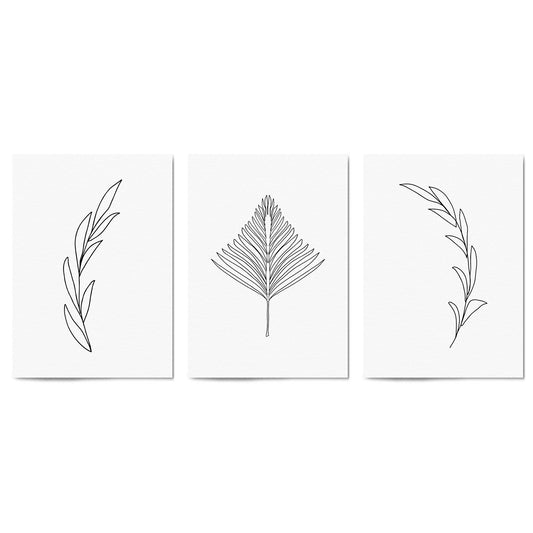 Set of Minimal Plant Line Drawings Wall Art #1 - The Affordable Art Company