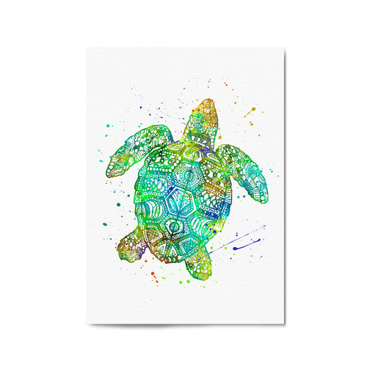 Green Sea Turtle Mandala Animal Wall Art - The Affordable Art Company