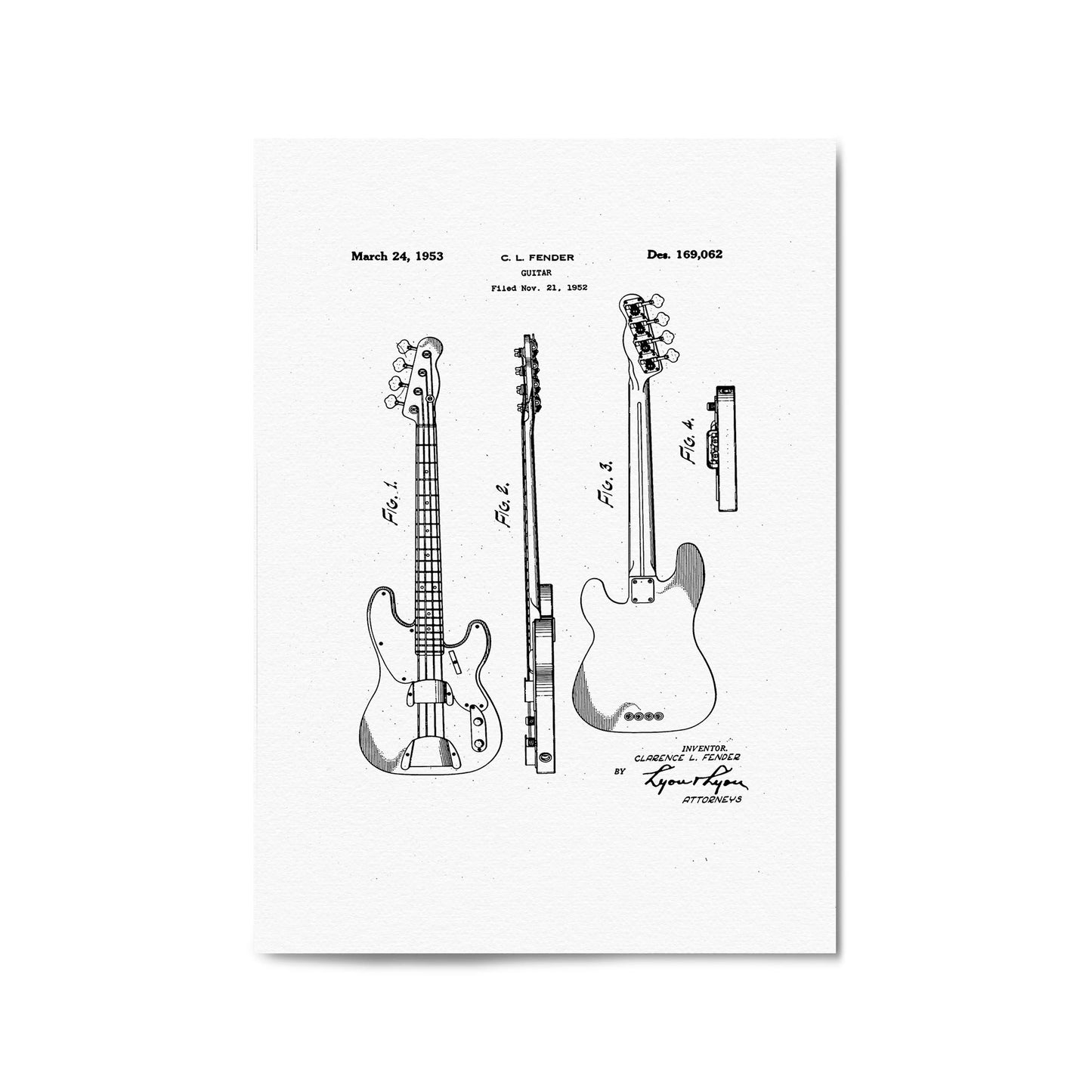 Fender Guitar White Patent Music Gift Wall Art - The Affordable Art Company