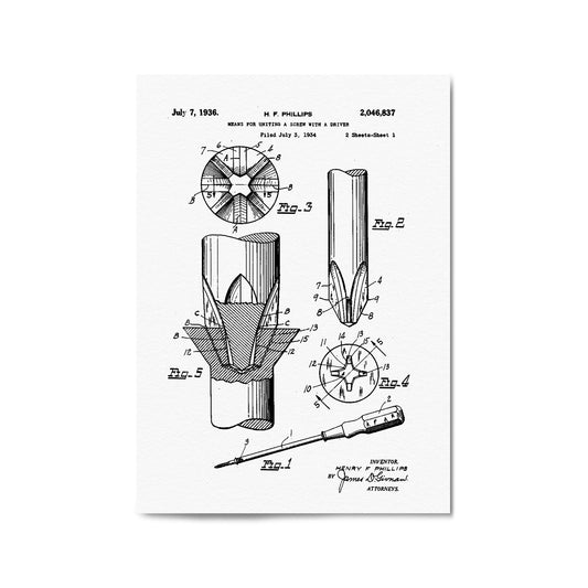 Vintage Phillips Screwdriver Patent Garage Wall Art #2 - The Affordable Art Company