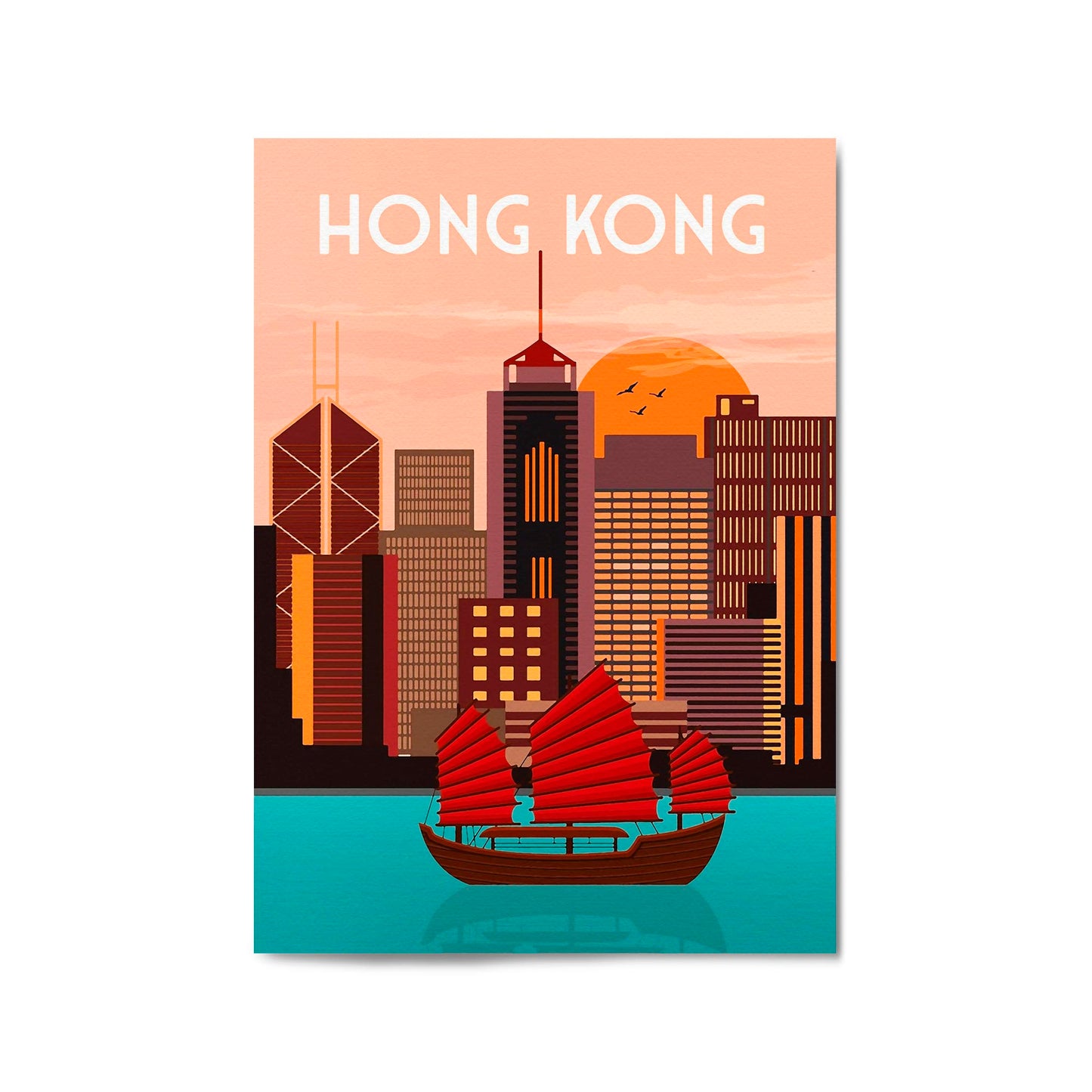 Retro Hong Kong Travel Advert Wall Art - Portsby
