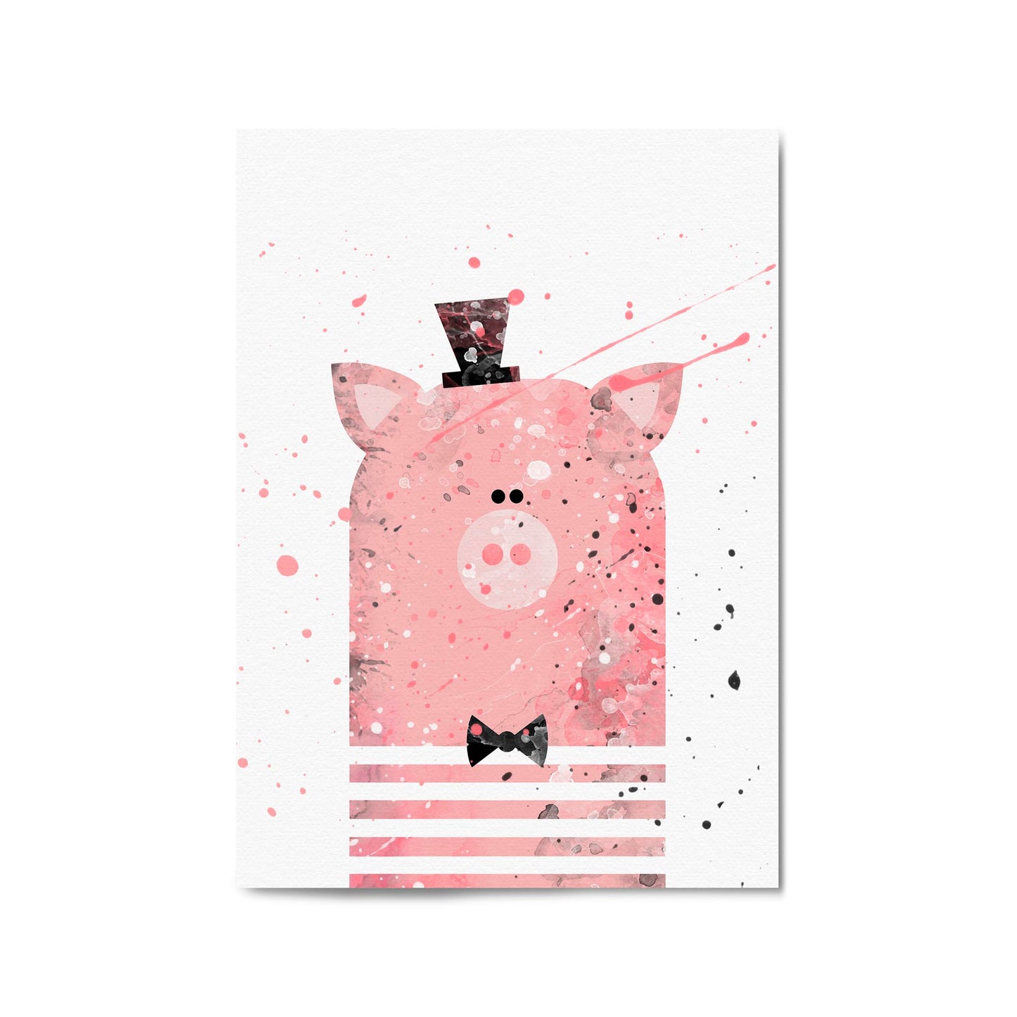 Pink Pig Nursery Cartoon Cute Animal Baby Wall Art - The Affordable Art Company