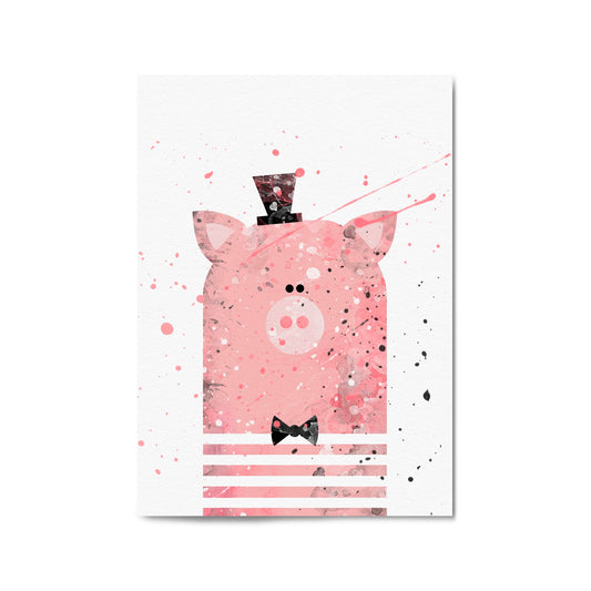 Pink Pig Nursery Cartoon Cute Animal Baby Wall Art - The Affordable Art Company