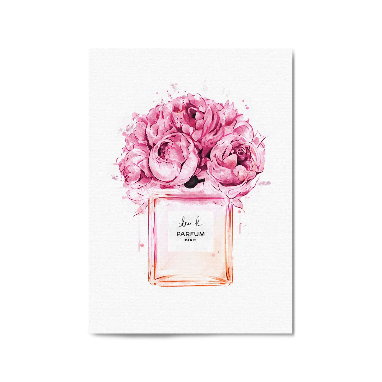 Pink Flowers Perfume Bottle Fashion Wall Art - The Affordable Art Company