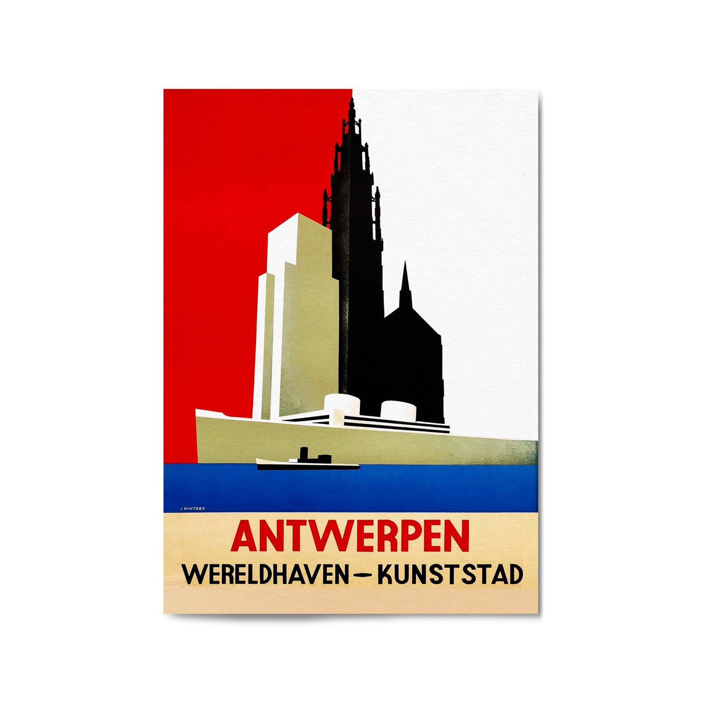 Vintage Travel Advert Antwerp, Belgium Wall Art - The Affordable Art Company