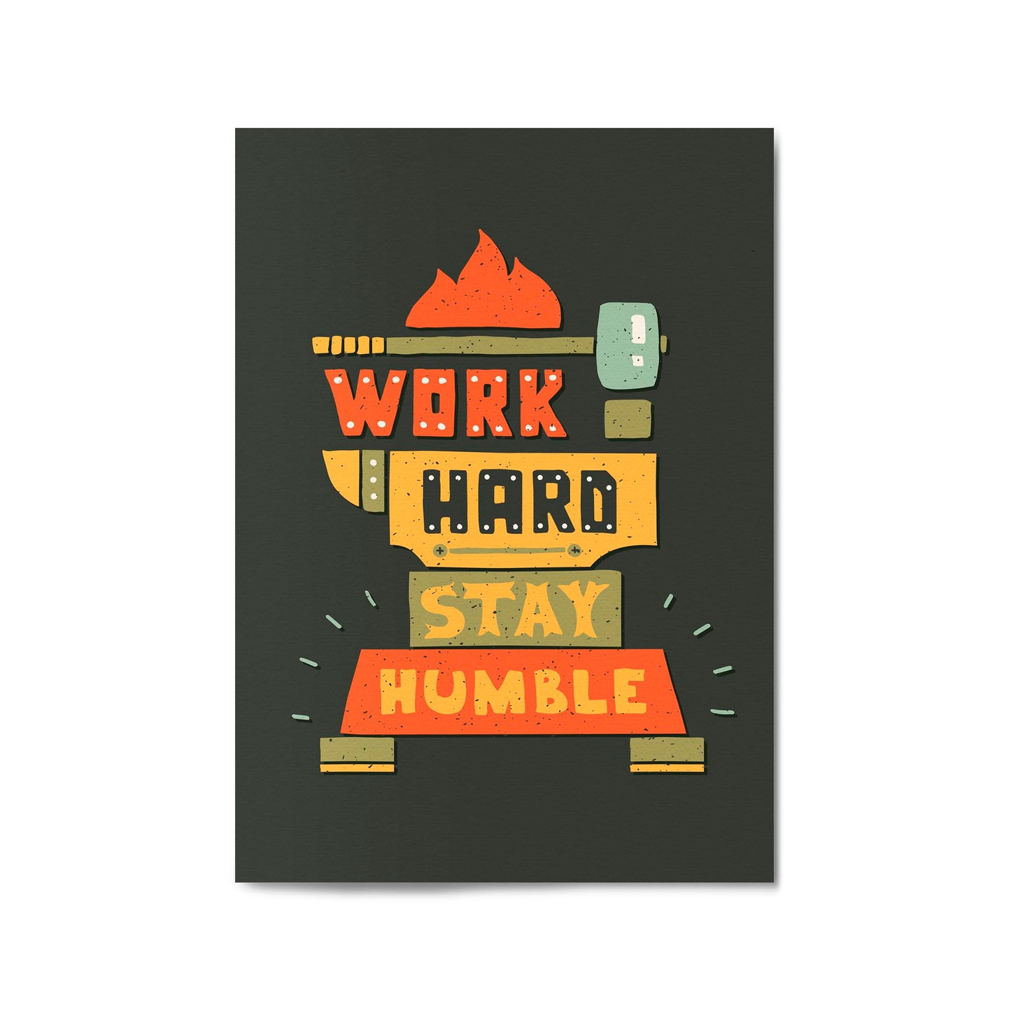 "Work Hard Stay Humble" Office  Quote Wall Art - The Affordable Art Company