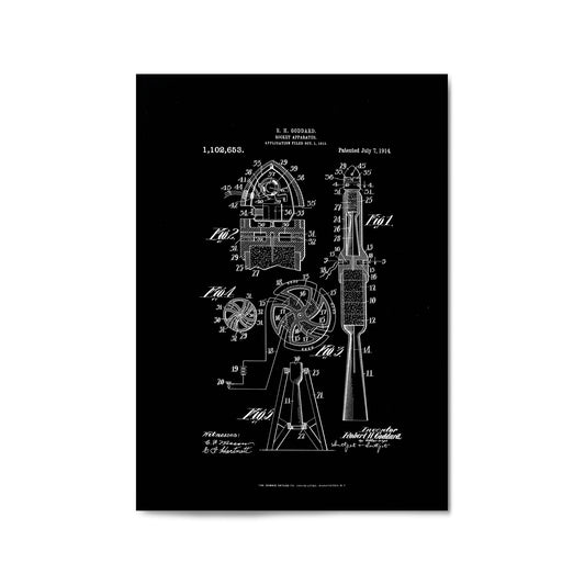 Vintage Rocket Patent Engineering Wall Art #1 - The Affordable Art Company