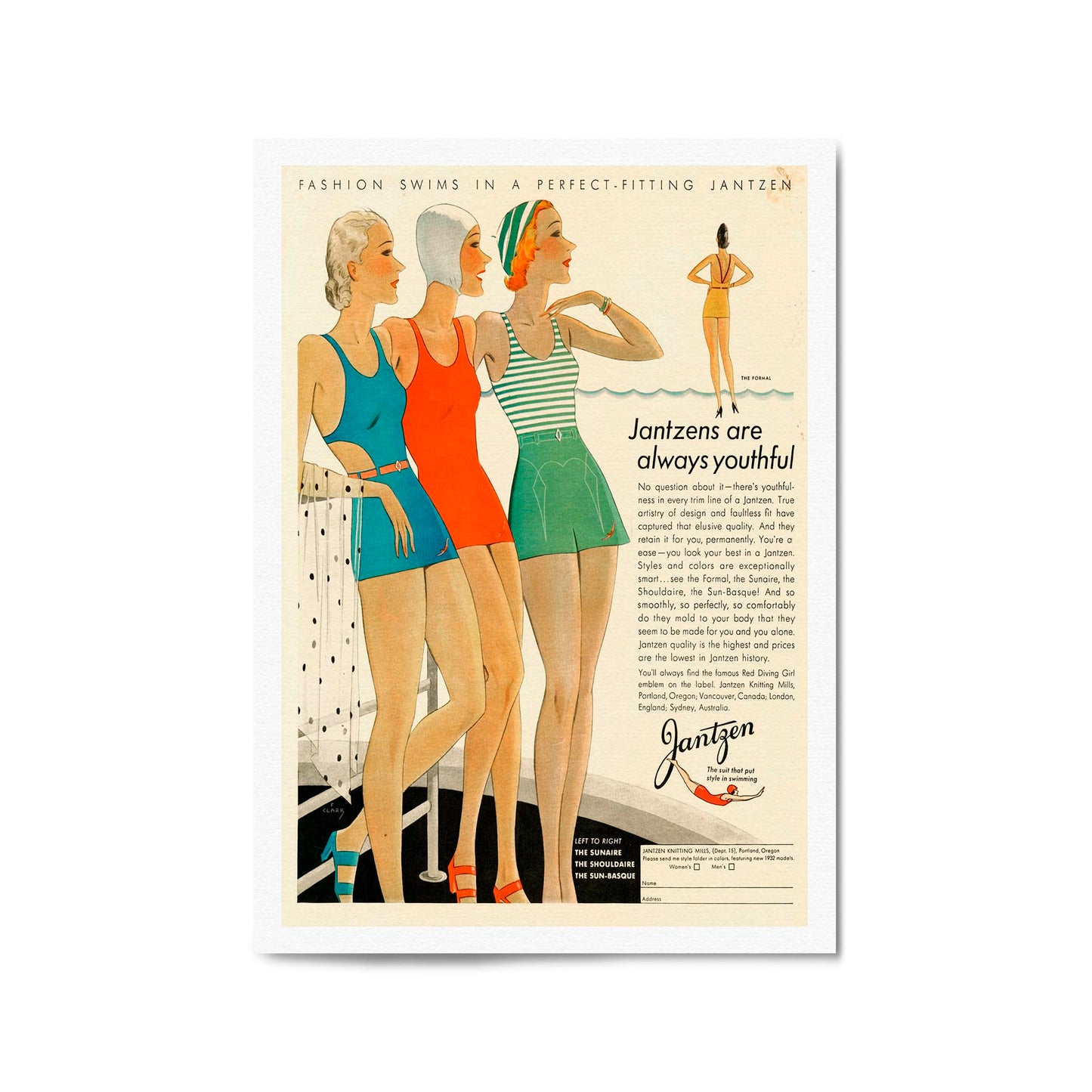 Vintage Fashion Advert Girls Bedroom Wall Art - The Affordable Art Company
