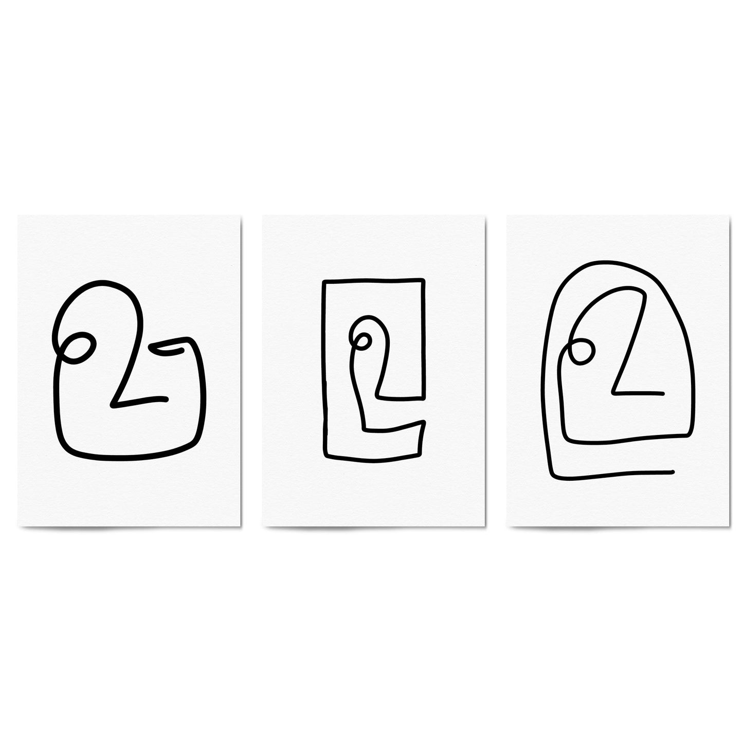 Set of Face Line Drawings Abstract Style Wall Art #1 - The Affordable Art Company