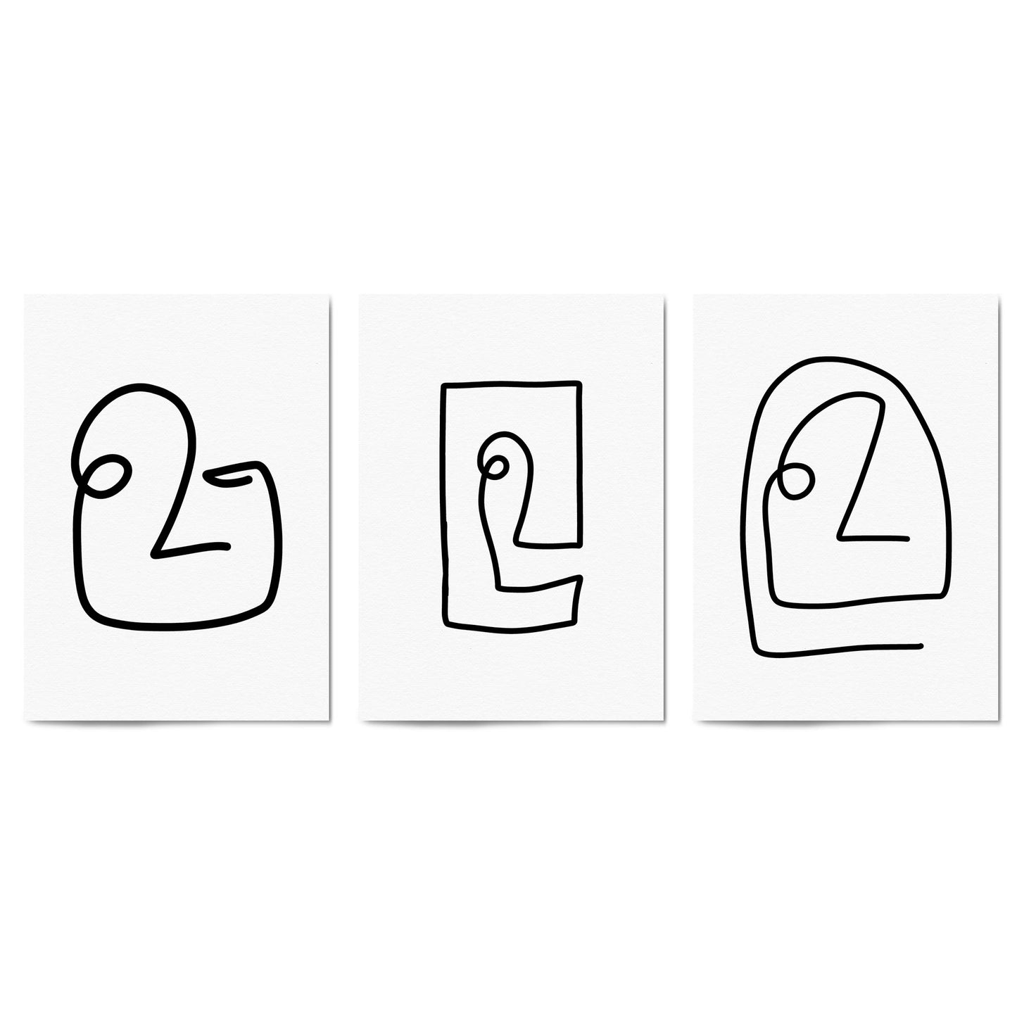 Set of Face Line Drawings Abstract Style Wall Art #1 - The Affordable Art Company