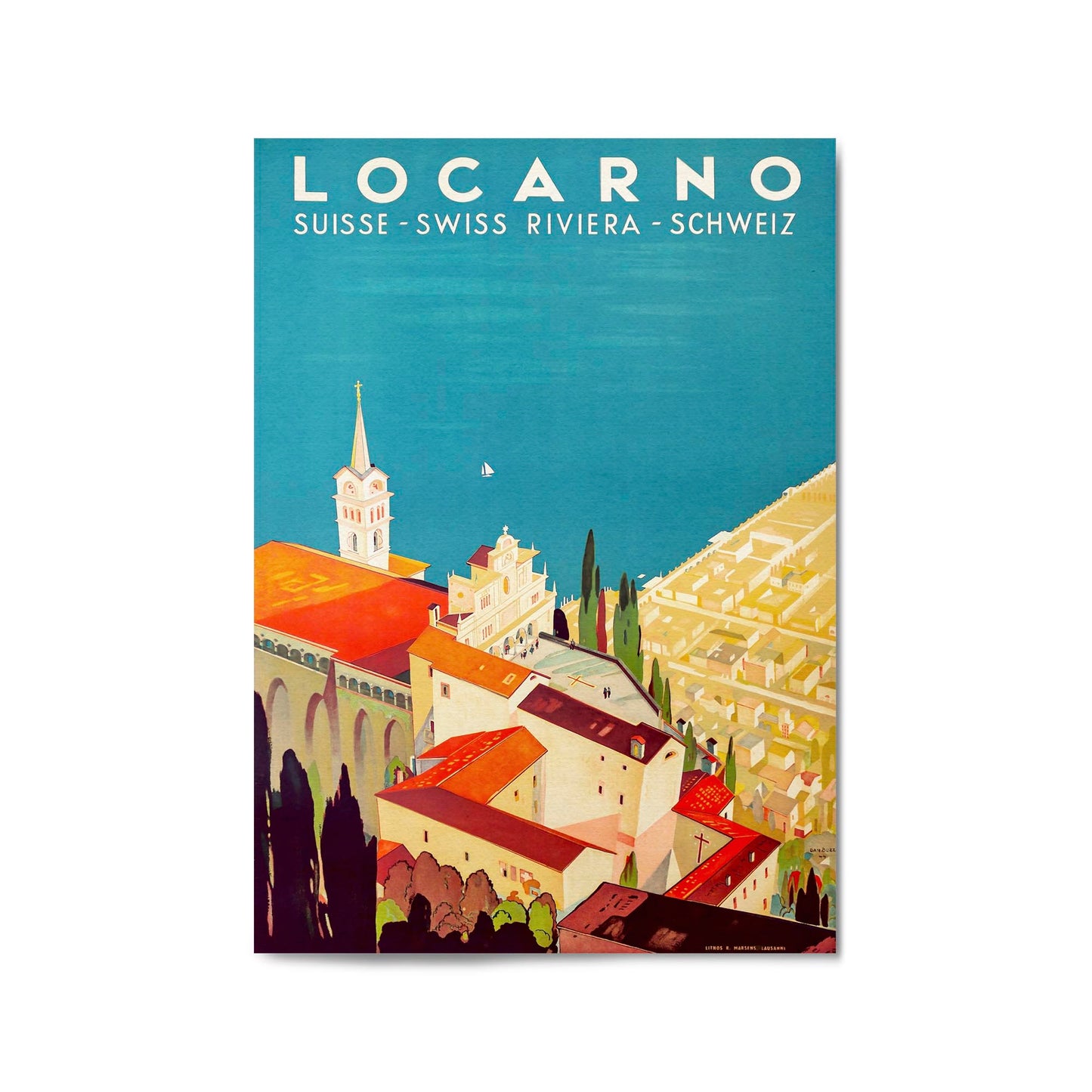 Locarno Switzerland Vintage Travel Advert Wall Art - The Affordable Art Company