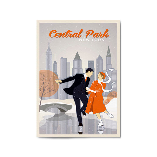 Central Park, New York Vintage Travel Wall Art - The Affordable Art Company