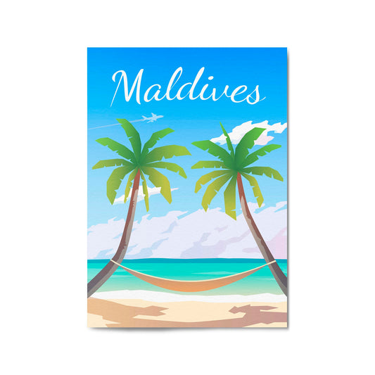 Retro Maldives Tropical Travel Vintage Wall Art - The Affordable Art Company