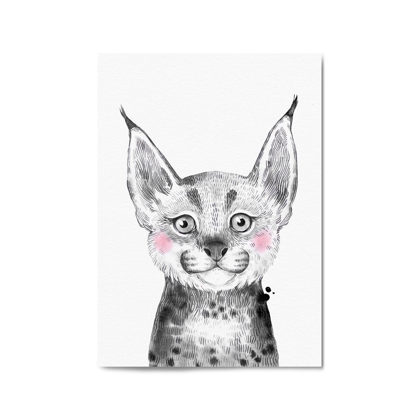 Cute Blushing Baby Bobcat Nursery Animal Wall Art - The Affordable Art Company
