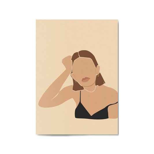 Abstract Brunette Girl Fashion Bedroom Wall Art - The Affordable Art Company