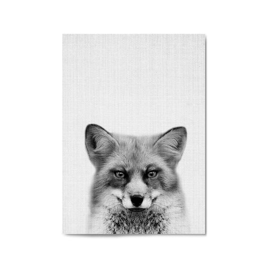 Fox Portrait Drawing Minimal Animal Wall Art - The Affordable Art Company