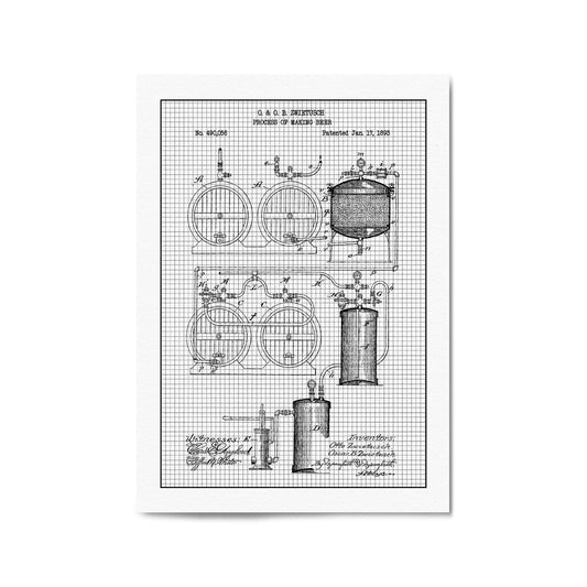 Vintage Beer Making Patent Man Cave Gift Wall Art #2 - The Affordable Art Company