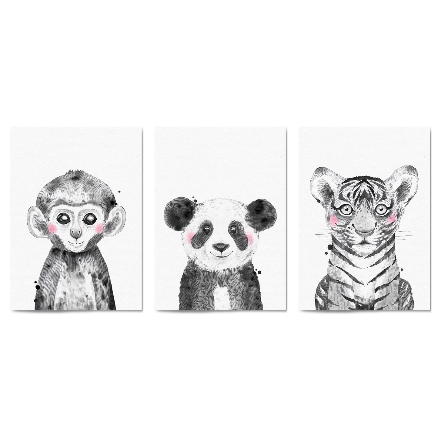 Set of Blushing Jungle Animals Nursery Wall Art - The Affordable Art Company