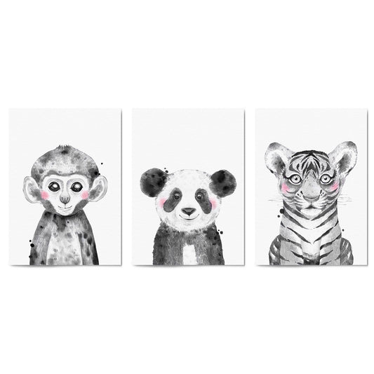 Set of Blushing Jungle Animals Nursery Wall Art - The Affordable Art Company