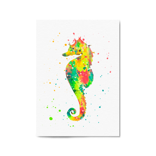 Seahorse Cartoon Sealife Nursery Baby Wall Art #1 - The Affordable Art Company