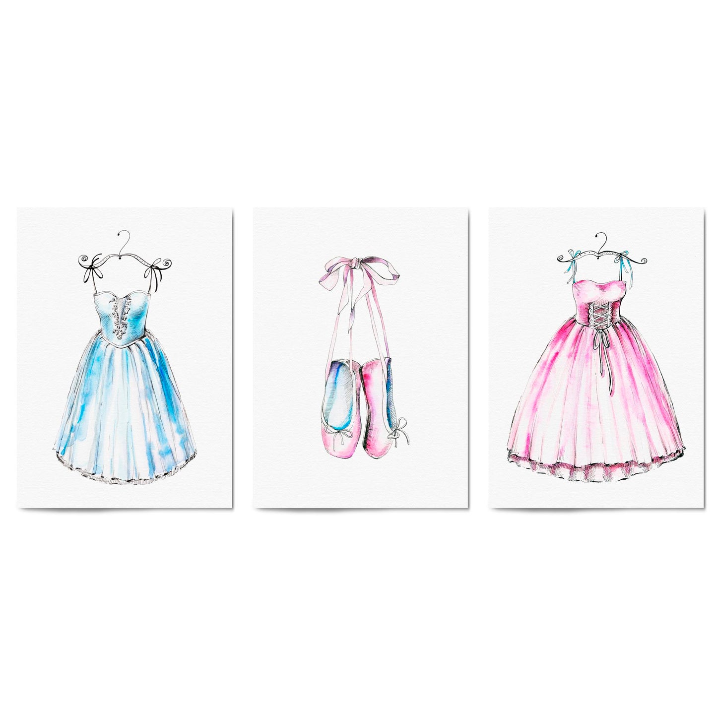 Set of Cute Ballerina Girls Bedroom Ballet Wall Art - The Affordable Art Company