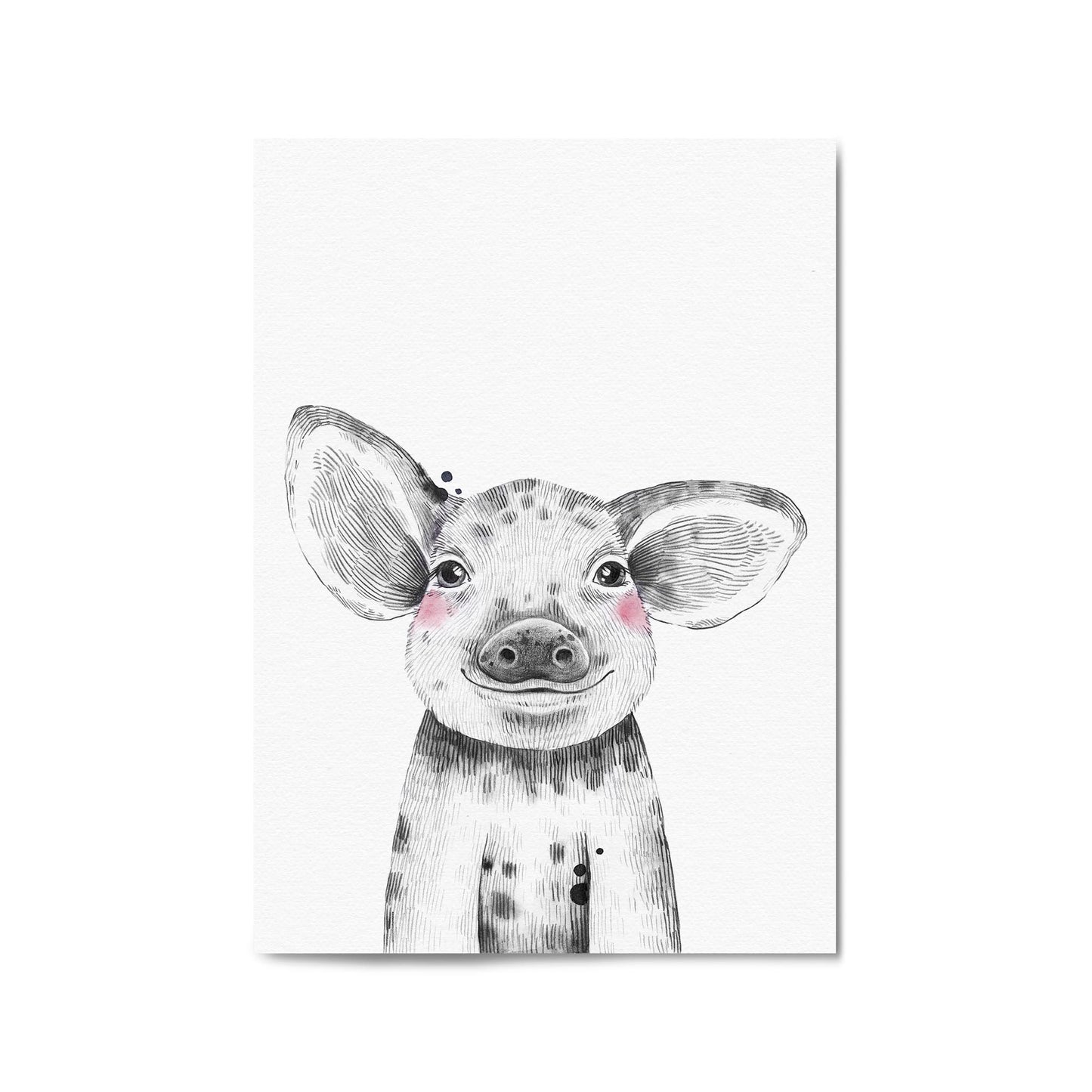 Cute Blushing Baby Pig Piglet Nursery Animal Art - The Affordable Art Company