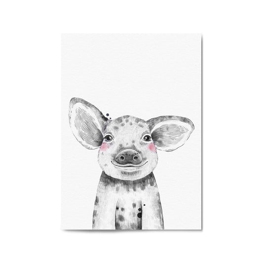 Cute Blushing Baby Pig Piglet Nursery Animal Art - The Affordable Art Company