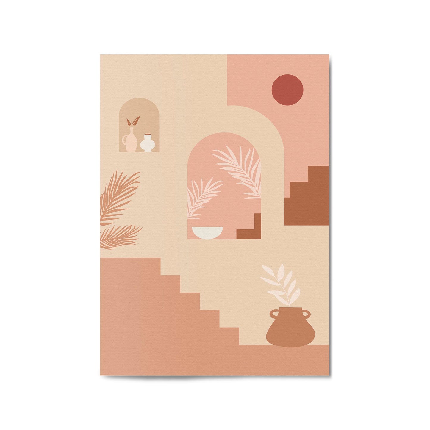 Abstract Terracotta Minimal Home Decor Wall Art - The Affordable Art Company