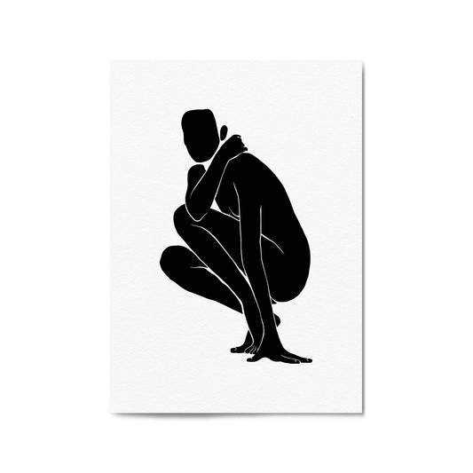 Nude Female Form Abstract Minimal Black Wall Art #3 - The Affordable Art Company