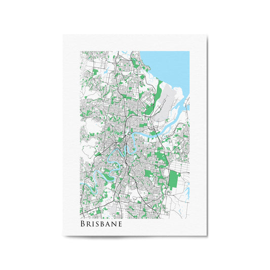 Minimal Brisbane Map Modern Queensland Wall Art - The Affordable Art Company