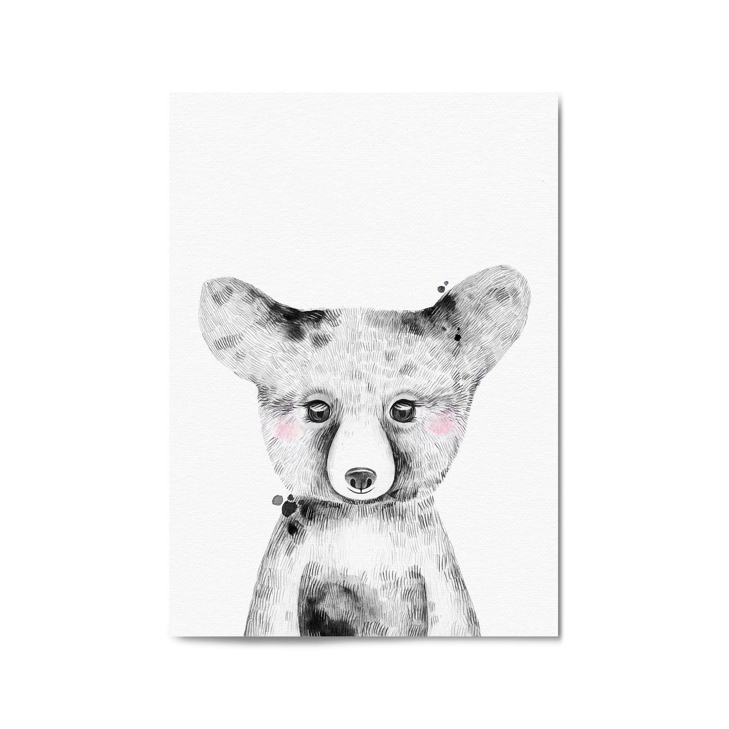Cute Blushing Baby Bear Nursery Animal Wall Art - The Affordable Art Company