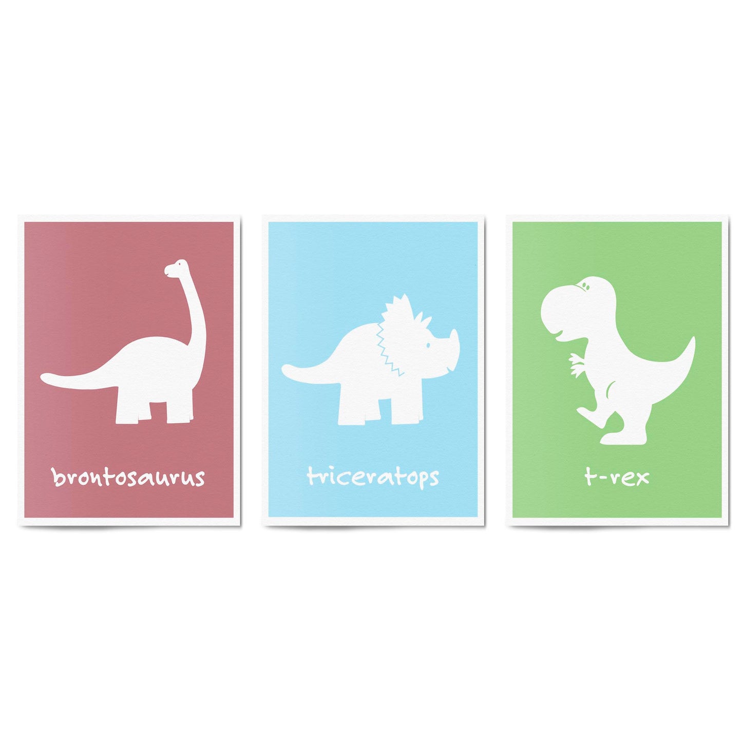Set of Cartoon Dinosaur Nursery Bedroom Wall Art #2 - The Affordable Art Company