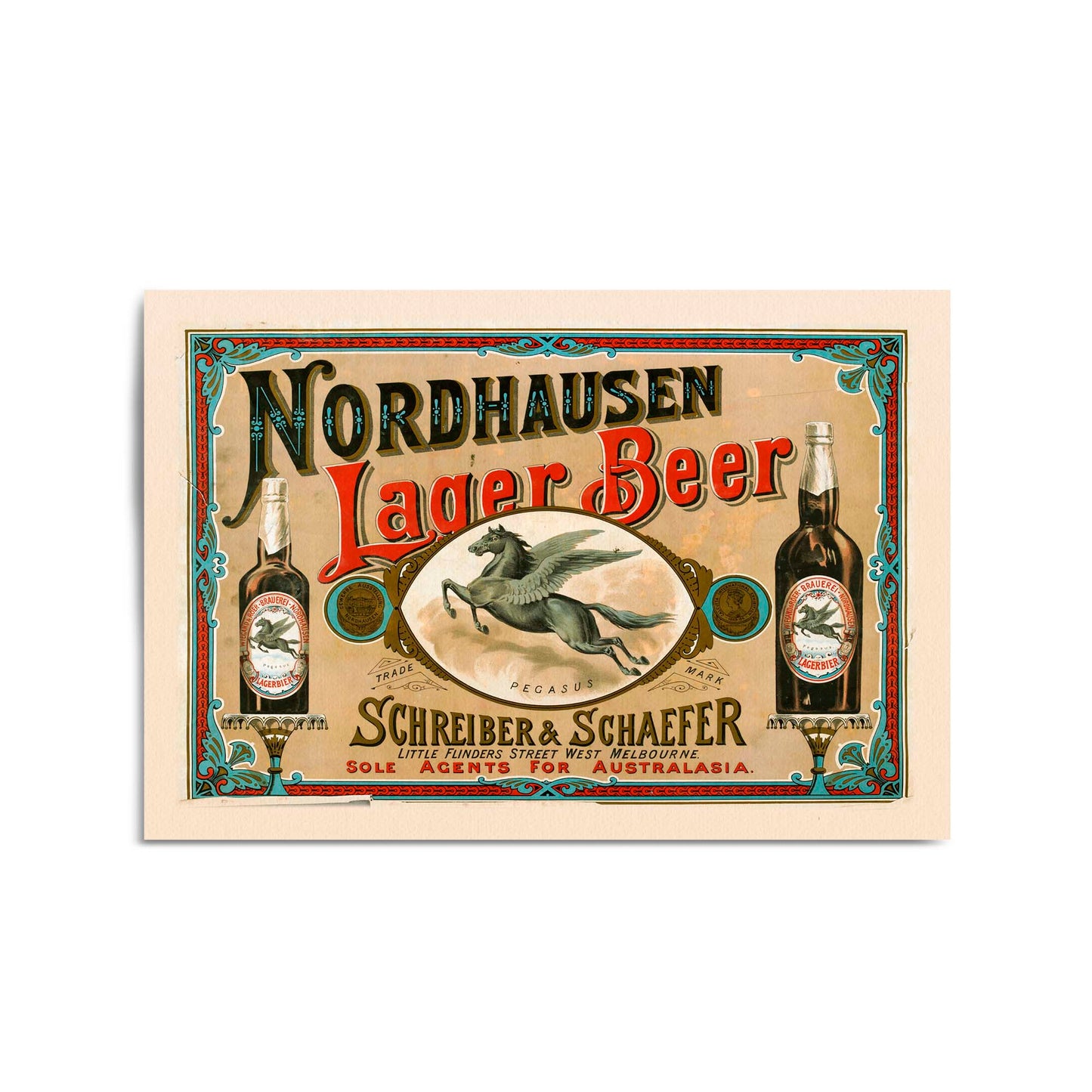 Nordhausen Lager Beer Melbourne Vintage Wall Art - The Affordable Art Company