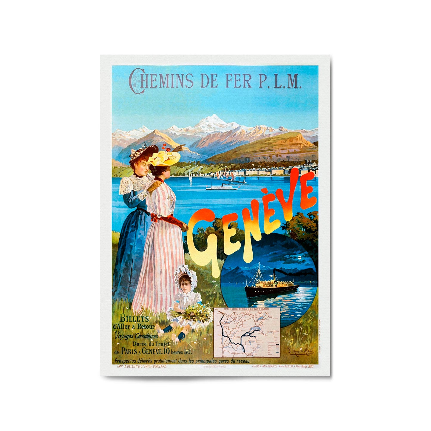 Geneve, Switzerland Vintage Travel Advert Wall Art - The Affordable Art Company