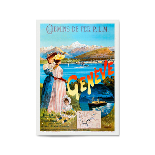 Geneve, Switzerland Vintage Travel Advert Wall Art - The Affordable Art Company