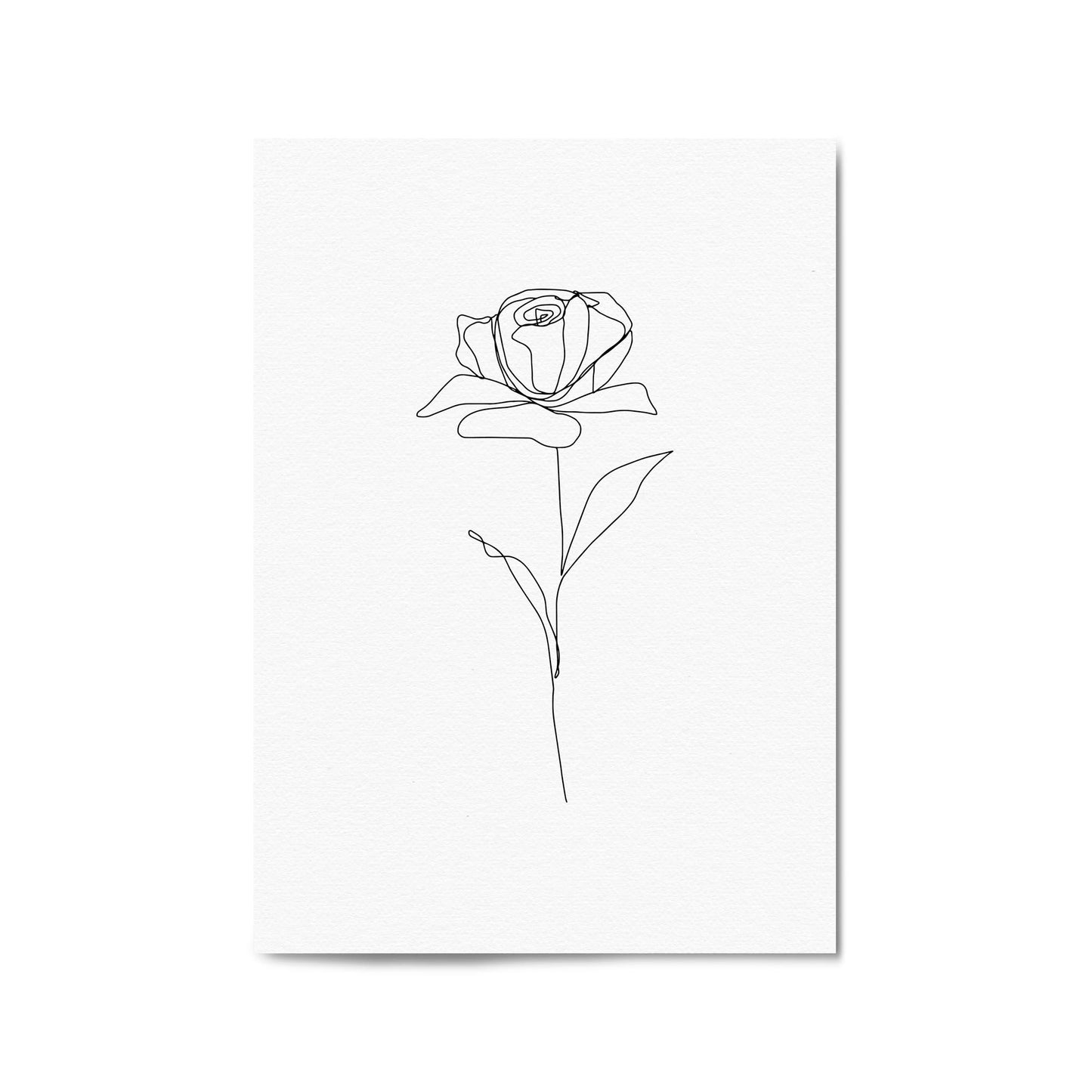 Minimal Rose Flower Line Drawing Abstract Wall Art #1 - The Affordable Art Company