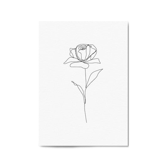 Minimal Rose Flower Line Drawing Abstract Wall Art #1 - The Affordable Art Company