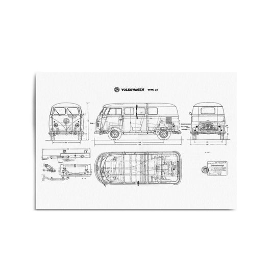 Vintage Volkswagen Camper Patent Wall Art #2 - The Affordable Art Company