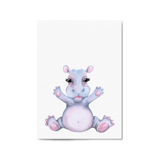 Cute Baby Hippo Nursery Animal Gift Wall Art #1 - The Affordable Art Company