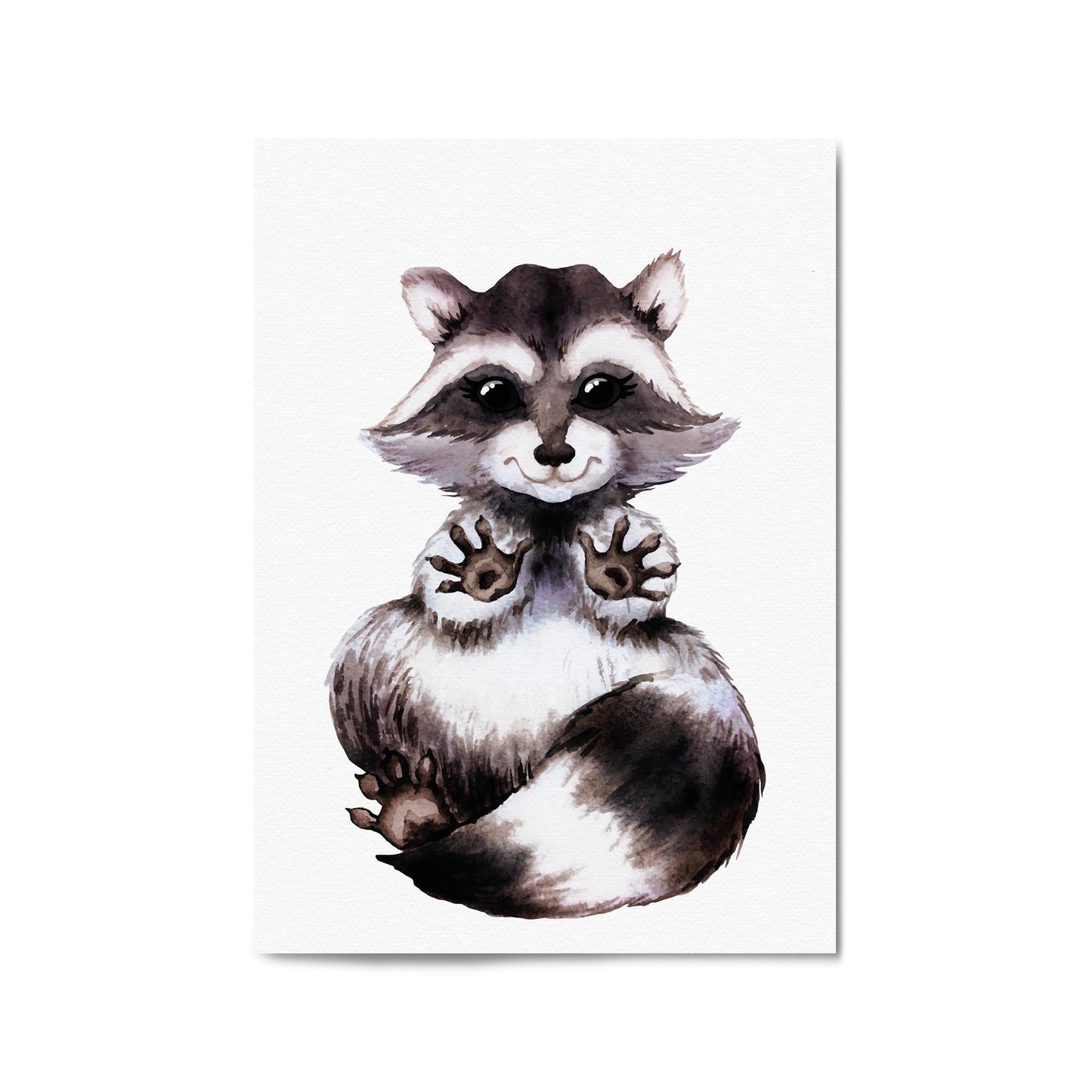 Cartoon Raccoon Cute Nursery Baby Animal Art - The Affordable Art Company