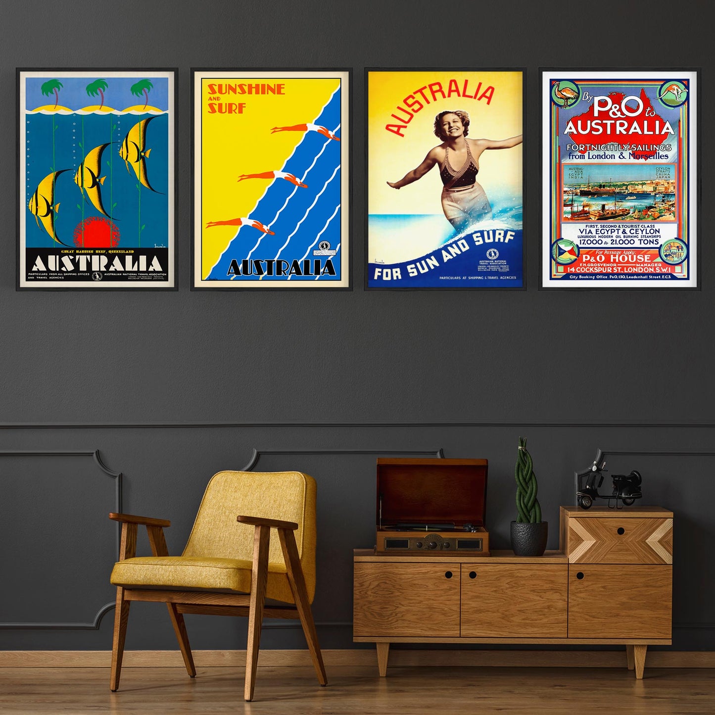 Set of 4 Australian Vintage Advertisements Wall Art - The Affordable Art Company