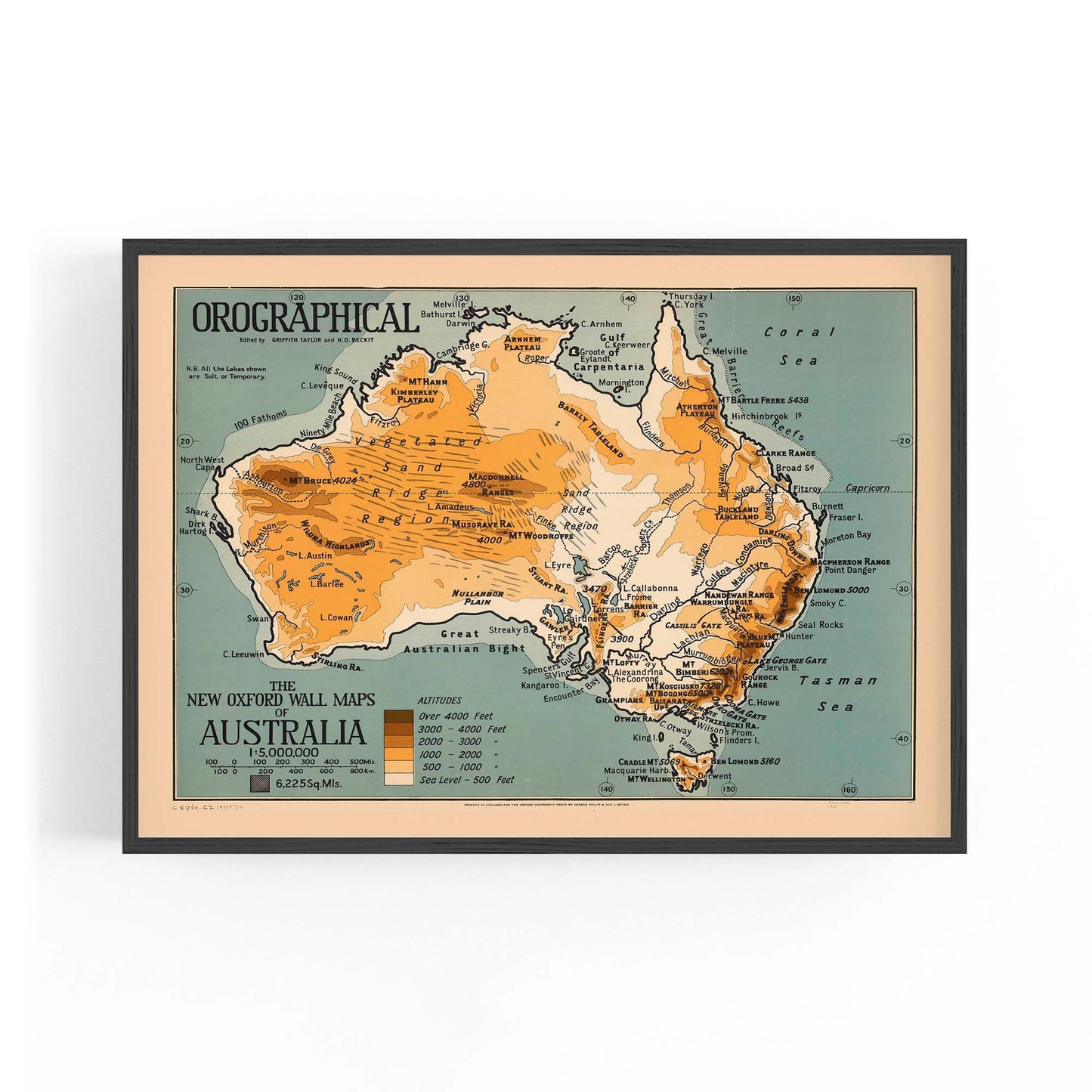 Australian Vintage Map Geographical Wall Art - The Affordable Art Company