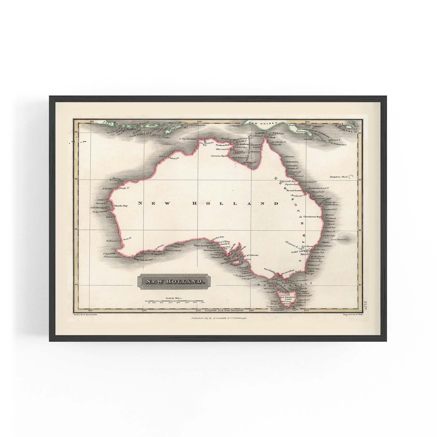 Australia Vintage Map Old Home Office Wall Art - The Affordable Art Company